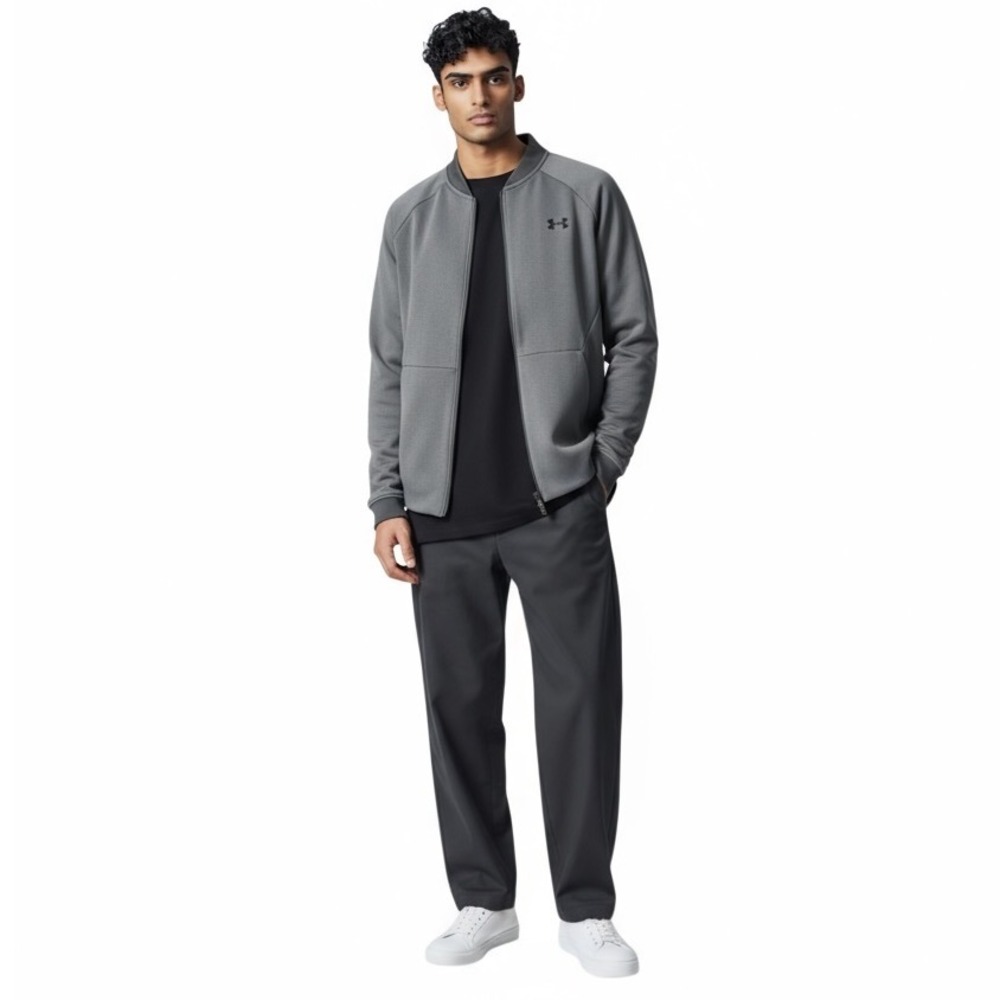 Under Armour Men's Full-Zip Track Jacket Gray Size Large Fitted